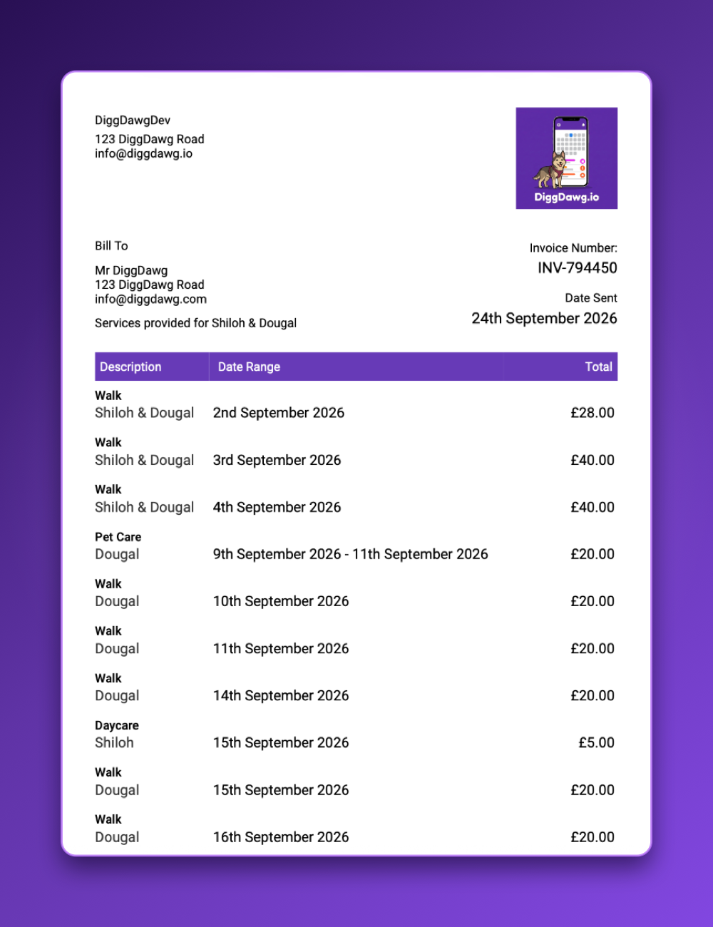 Example of a pdf invoice 